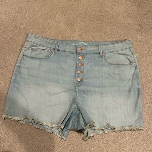 Light blue shorts with button zipper
